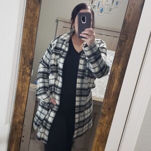 Black & White Plaid Open Jacket